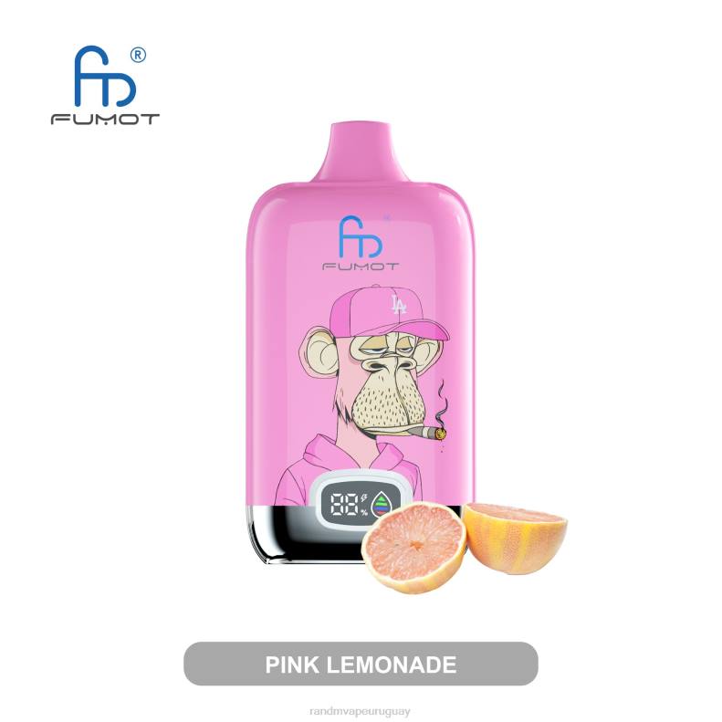 Fumot Original RandM Digital Box Dispositivo de vapeo con pantalla de líquido y batería 12000 limonada rosa J6Z011 RandM Vape Uruguay