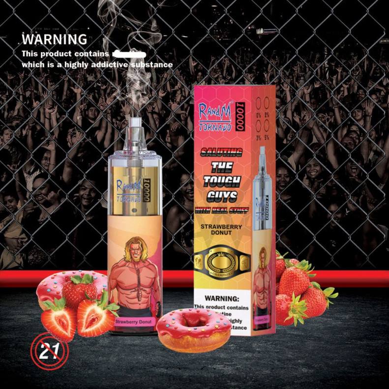 RandM Tornado Dispositivo vapeador con control de flujo de aire 10000 1 ud. donut de fresa J6Z0107 RandM Tornado Vape Shop