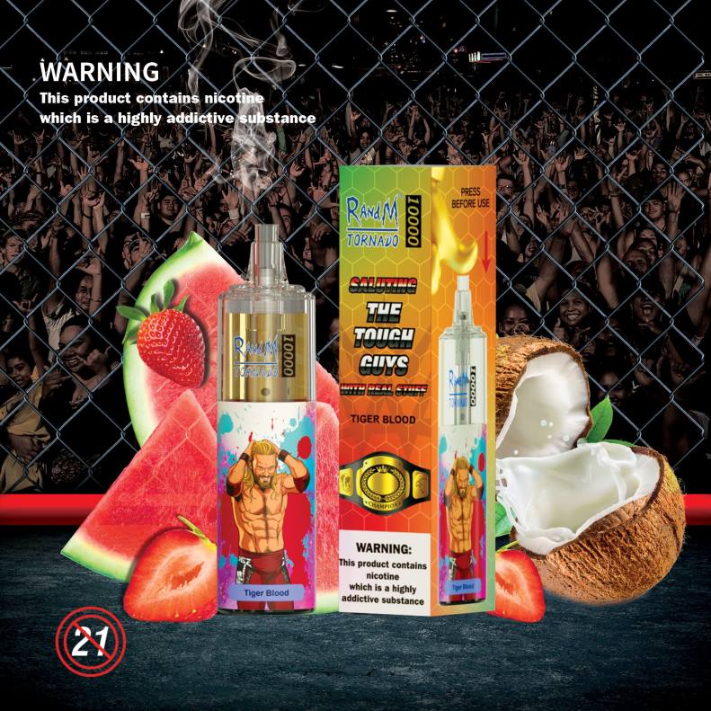RandM Tornado Dispositivo vapeador con control de flujo de aire 10000 1 ud. sangre de tigre J6Z0115 RandM Vape Discount Code