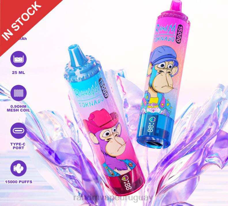 Fumot RandM Tornado Dispositivo vape 15000 con batería y pantalla ejuice versión 1 hielo de uva J6Z027 RandM Tornado Vape Shop