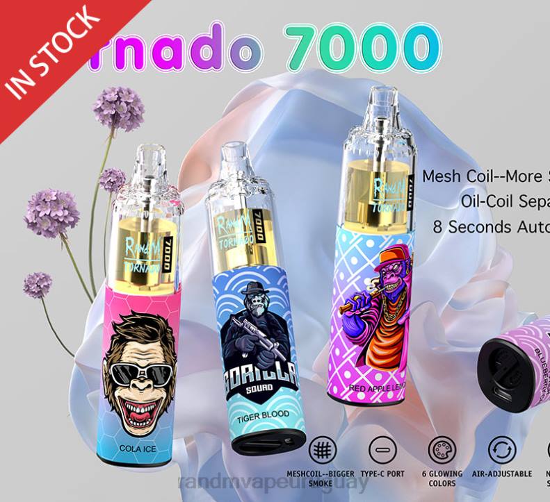 RandM Tornado Dispositivo vapeador con control de flujo de aire 7000 1 ud. Batido de plátano J6Z0177 RandM Tornado Vape Shop