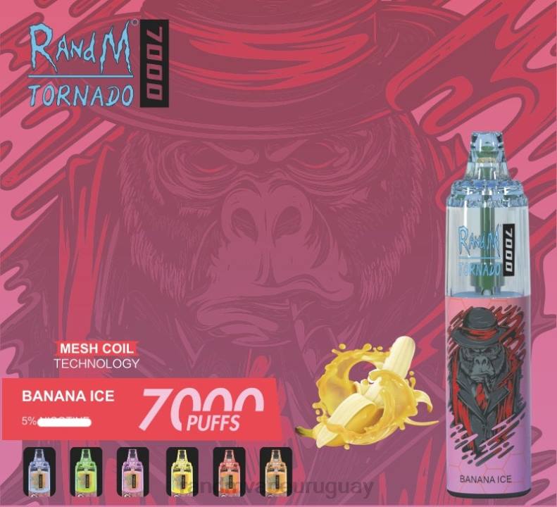 RandM Tornado Dispositivo vapeador con control de flujo de aire 7000 1 ud. Batido de plátano J6Z0177 RandM Tornado Vape Shop