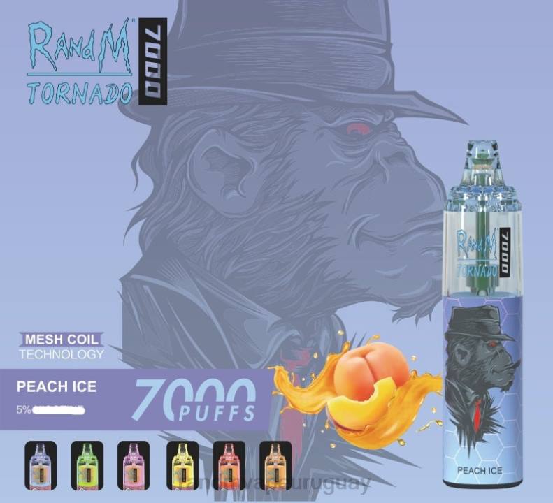 RandM Tornado Dispositivo vapeador con control de flujo de aire 7000 1 ud. hielo de durazno J6Z0171 RandM Vape Uruguay