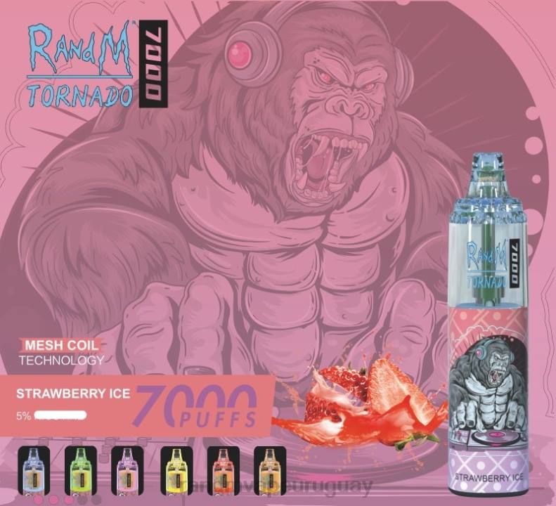 RandM Tornado Dispositivo vapeador con control de flujo de aire 7000 1 ud. hielo de fresa J6Z0183 RandM Tornado Montevideo
