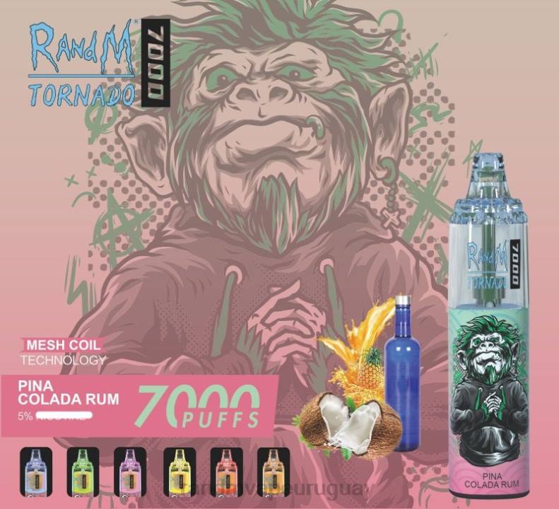 RandM Tornado Dispositivo vapeador con control de flujo de aire 7000 1 ud. ron piña colada J6Z0175 RandM Vape Discount Code