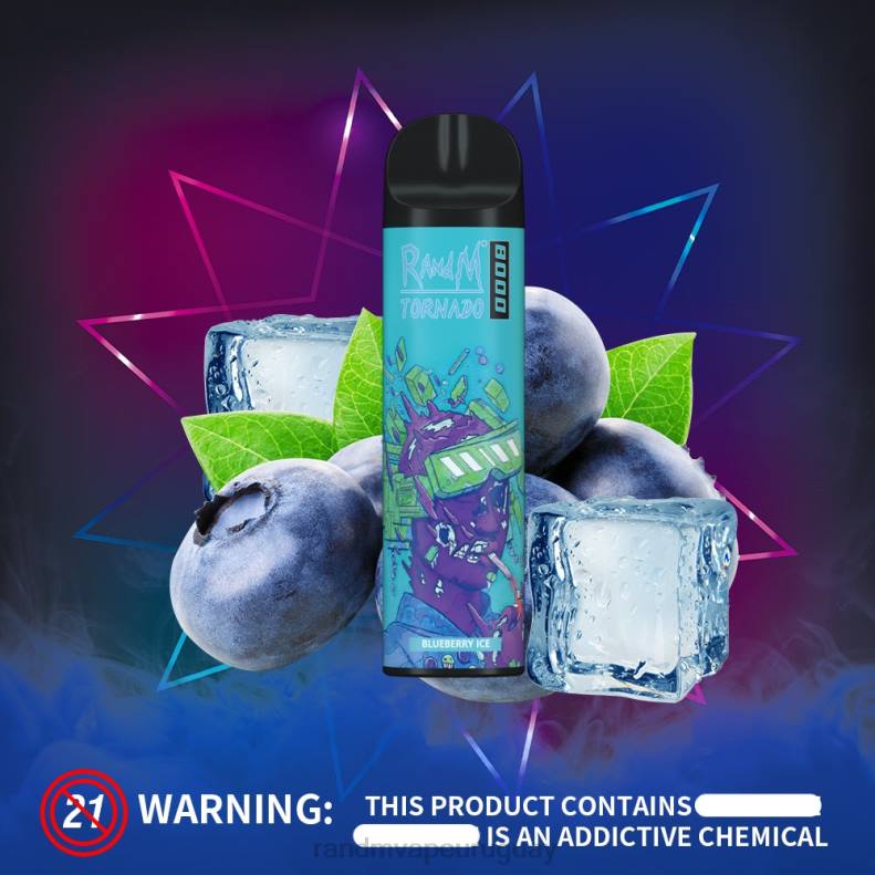 RandM Tornado Dispositivo vapeador con control de flujo de aire 8000 1 ud. hielo de arándanos J6Z0248 RandM Vape Flavors