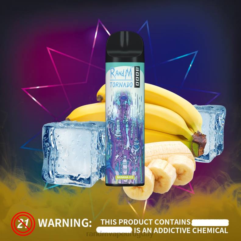 RandM Tornado Dispositivo vapeador con control de flujo de aire 8000 1 ud. hielo de plátano J6Z0247 RandM Tornado Vape Shop