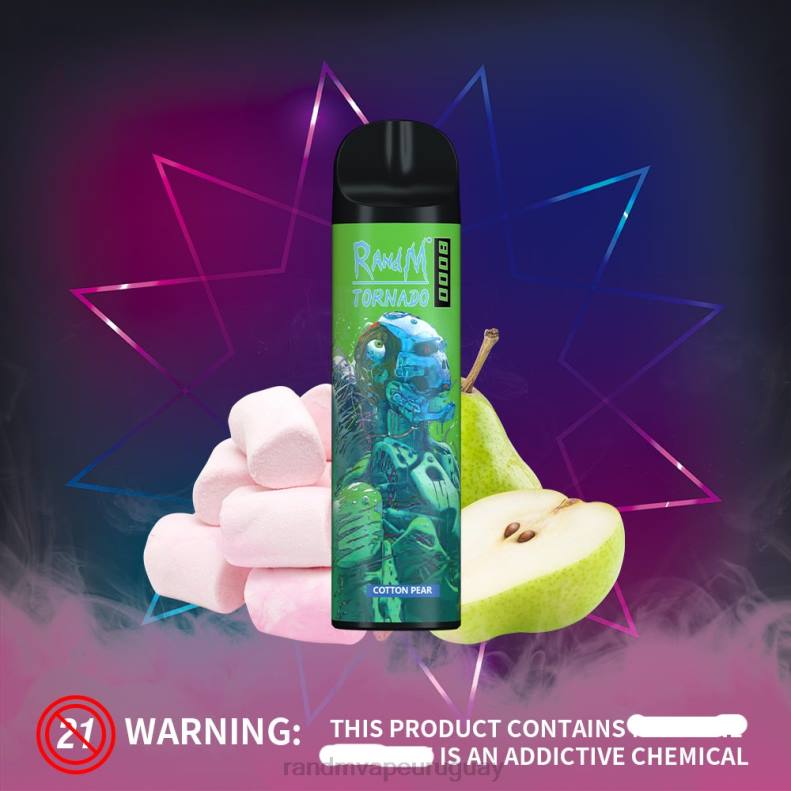 RandM Tornado Dispositivo vapeador con control de flujo de aire 8000 1 ud. pera de algodón J6Z0241 RandM Vape Uruguay