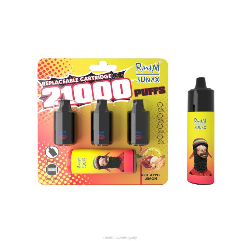 RandM Sunax Dispositivo de vapeo reemplazable con cápsula de control de flujo de aire 21000 1 ud. manzana roja limón J6Z0272 RandM Tornado Uruguay