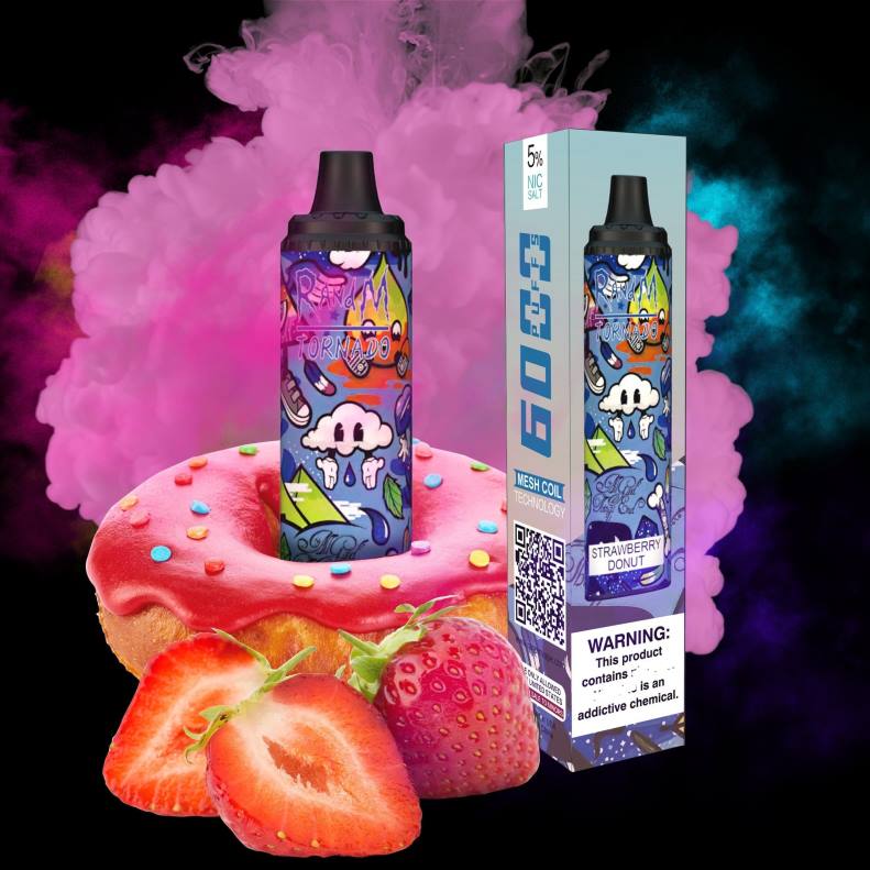 RandM Tornado Dispositivo vape pod con control de flujo de aire 6000 1 pieza donut de fresa J6Z0285 RandM Vape Discount Code