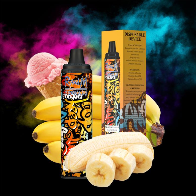 RandM Tornado Dispositivo vape pod con control de flujo de aire 6000 1 pieza helado de plátano y vainilla J6Z0297 RandM Tornado Vape Shop