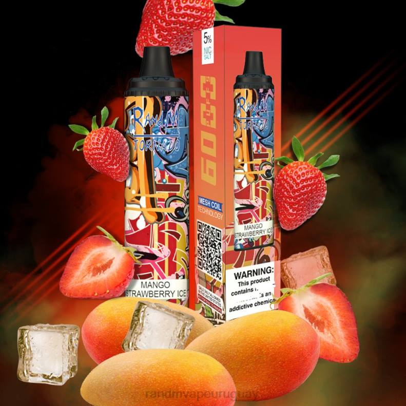 RandM Tornado Dispositivo vape pod con control de flujo de aire 6000 1 pieza hielo de fresa y mango J6Z0289 RandM Tornado Vape Precio