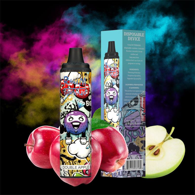 RandM Tornado Dispositivo vape pod con control de flujo de aire 6000 1 pieza manzana doble J6Z0298 RandM Vape Flavors