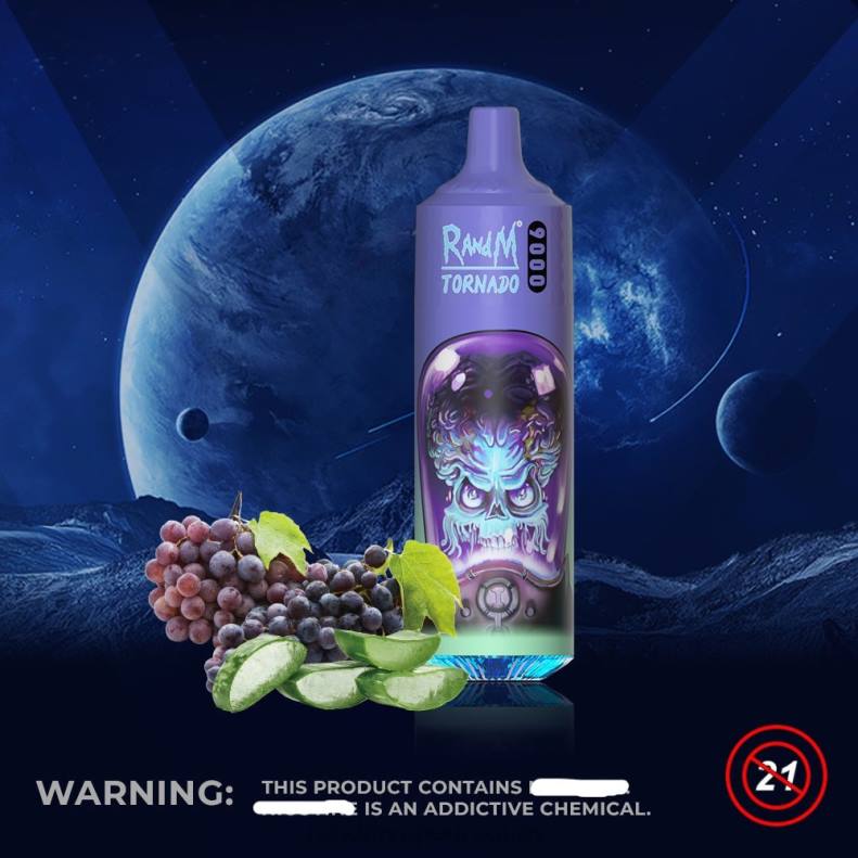 RandM Tornado Dispositivo vape pod 9000 1 pieza versión 1 áloe uva J6Z0137 RandM Tornado Vape Shop